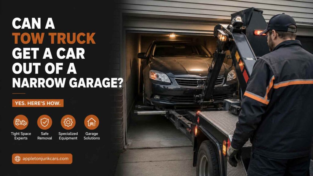 can a tow truck get a car out of a narrow garage