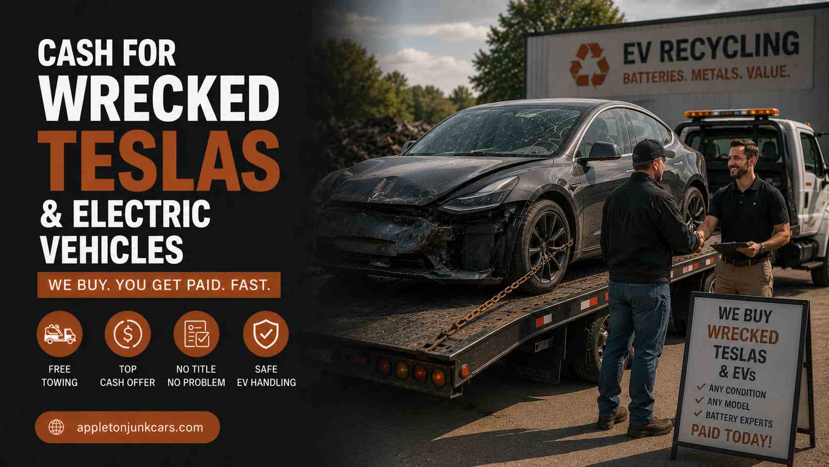 cash for wrecked Teslas and electric vehicles