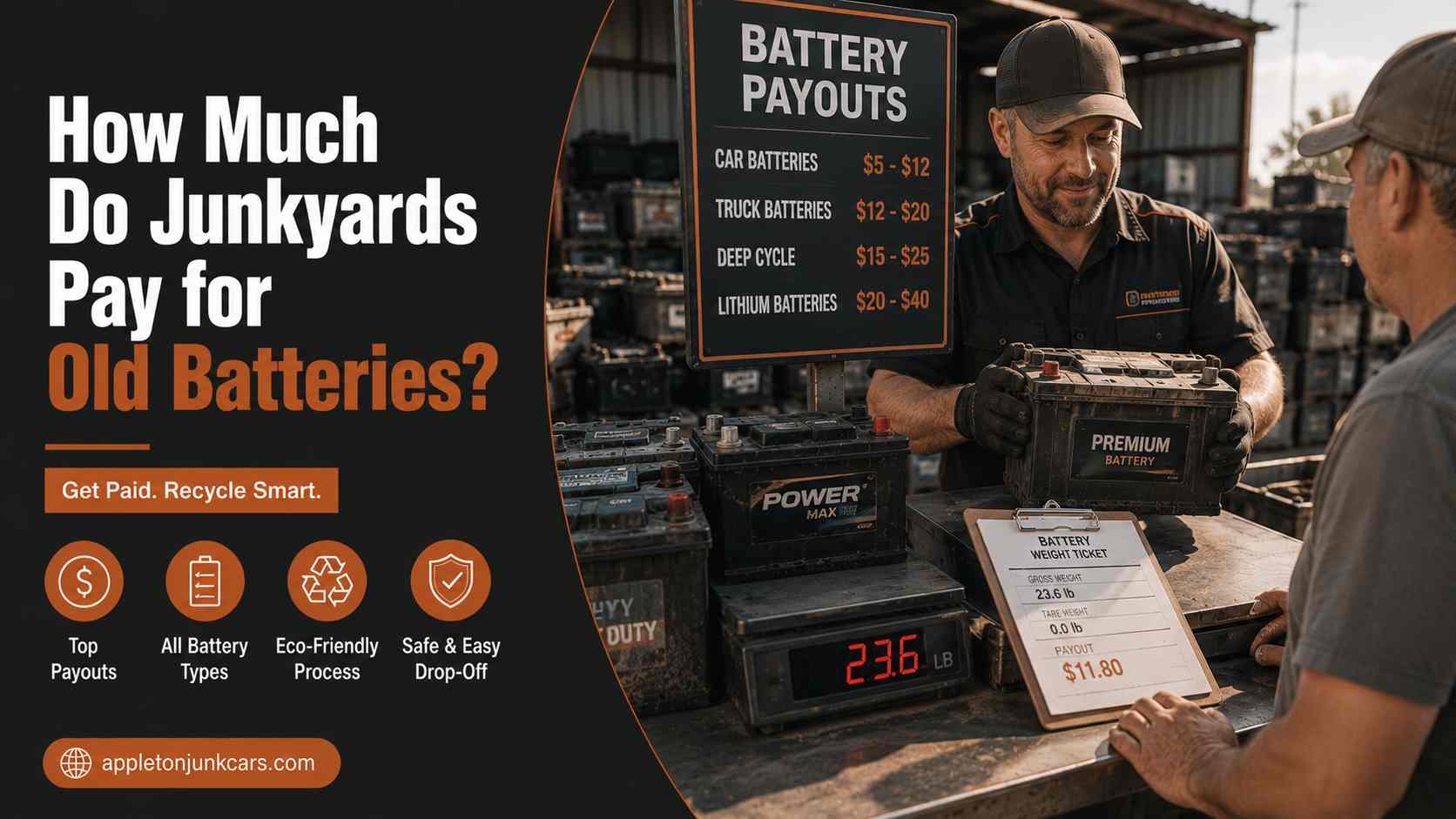 how much do junkyards pay for old batteries