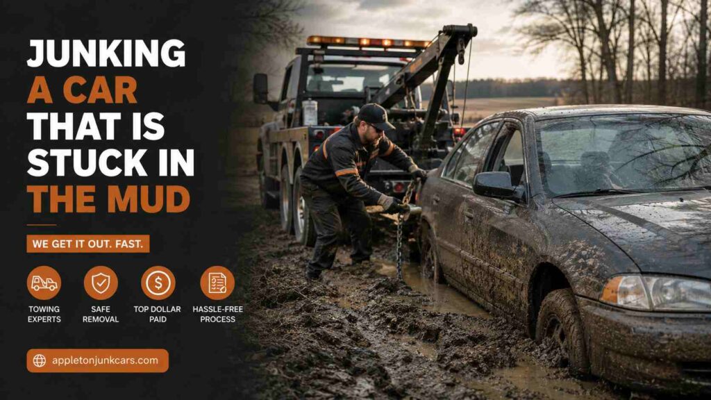 junking a car that is stuck in the mud