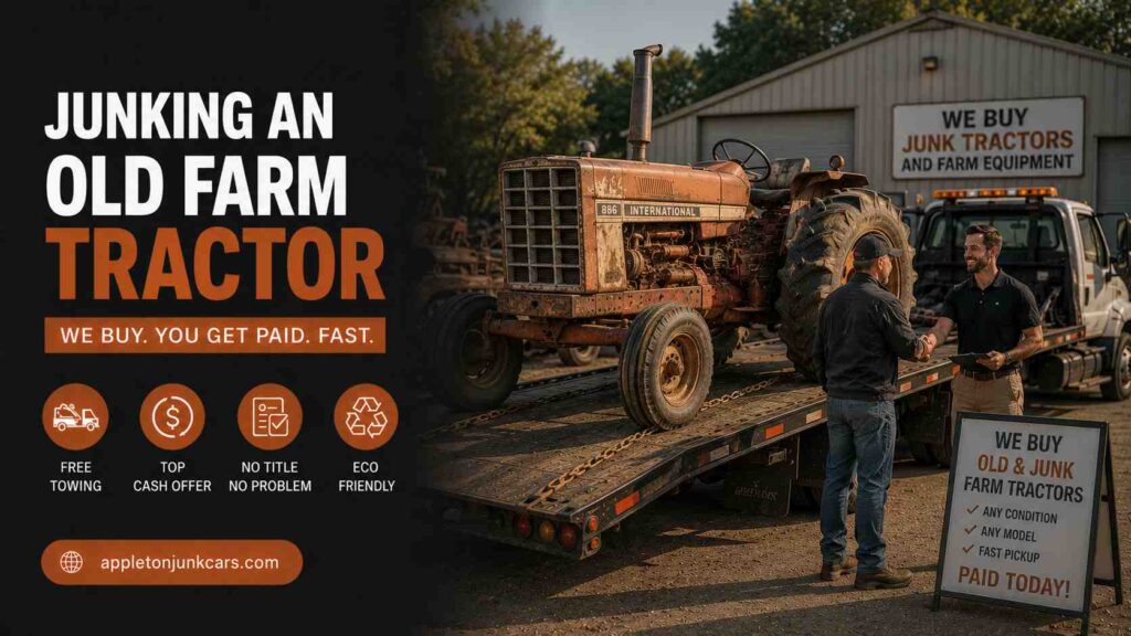 junking an old farm tractor