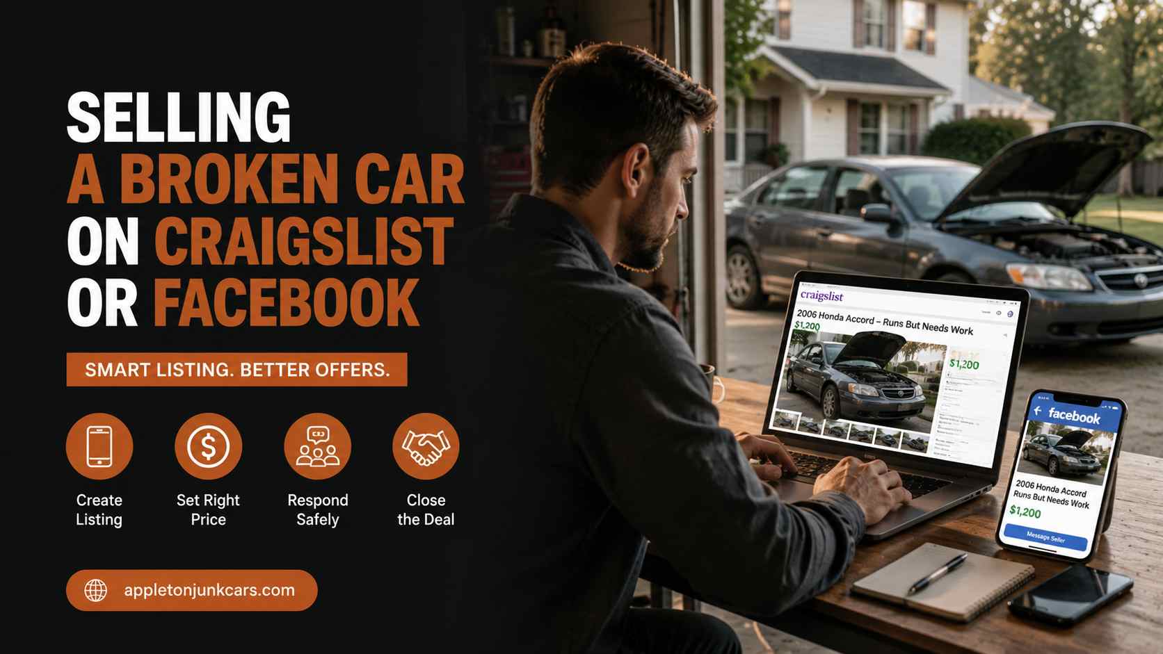 selling a broken car on Craigslist or Facebook