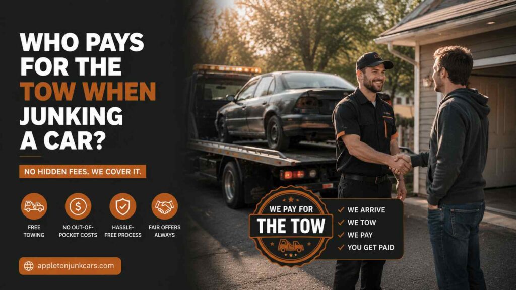 who pays for the tow when junking a car