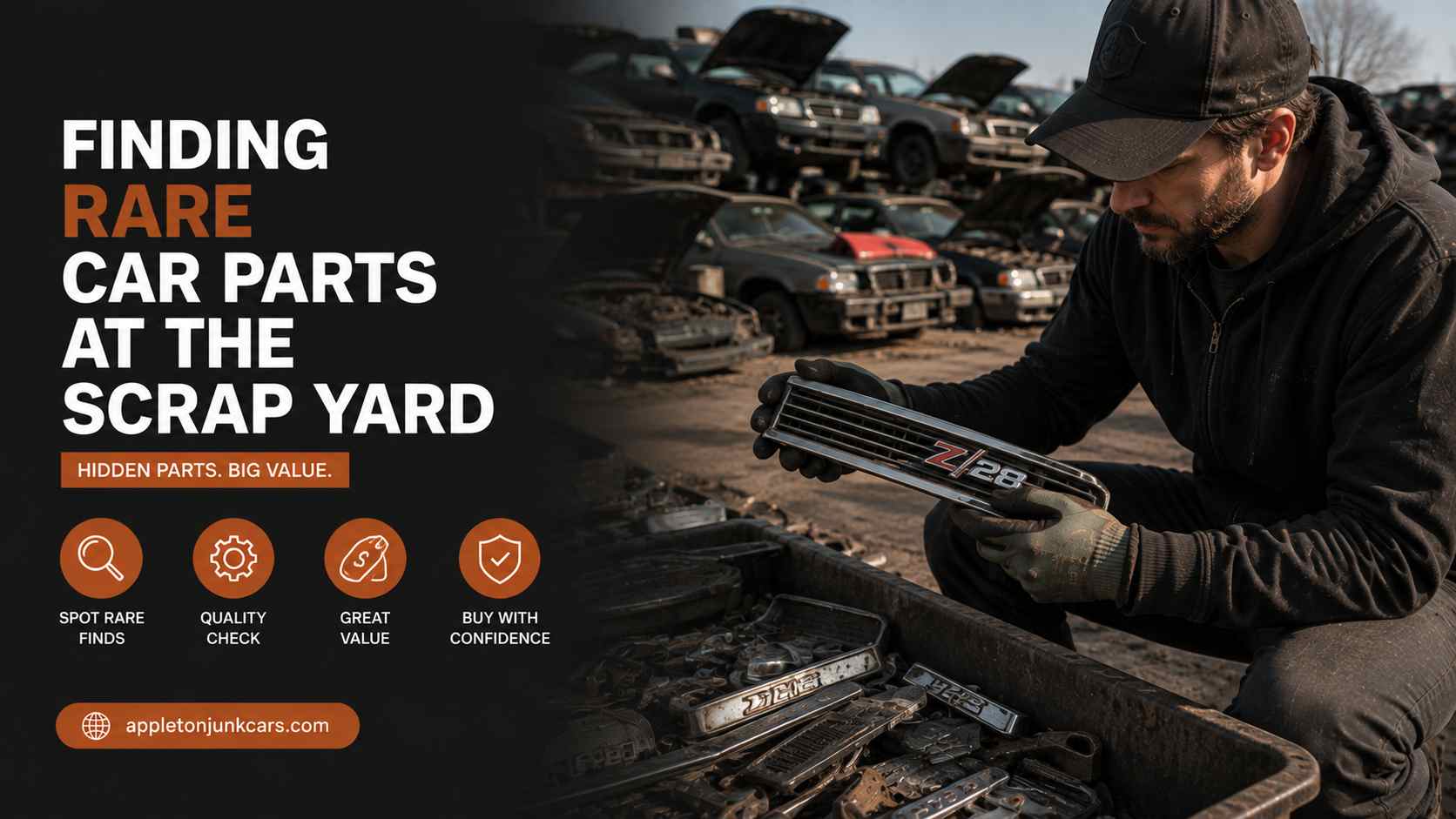 finding rare car parts at the scrap yard