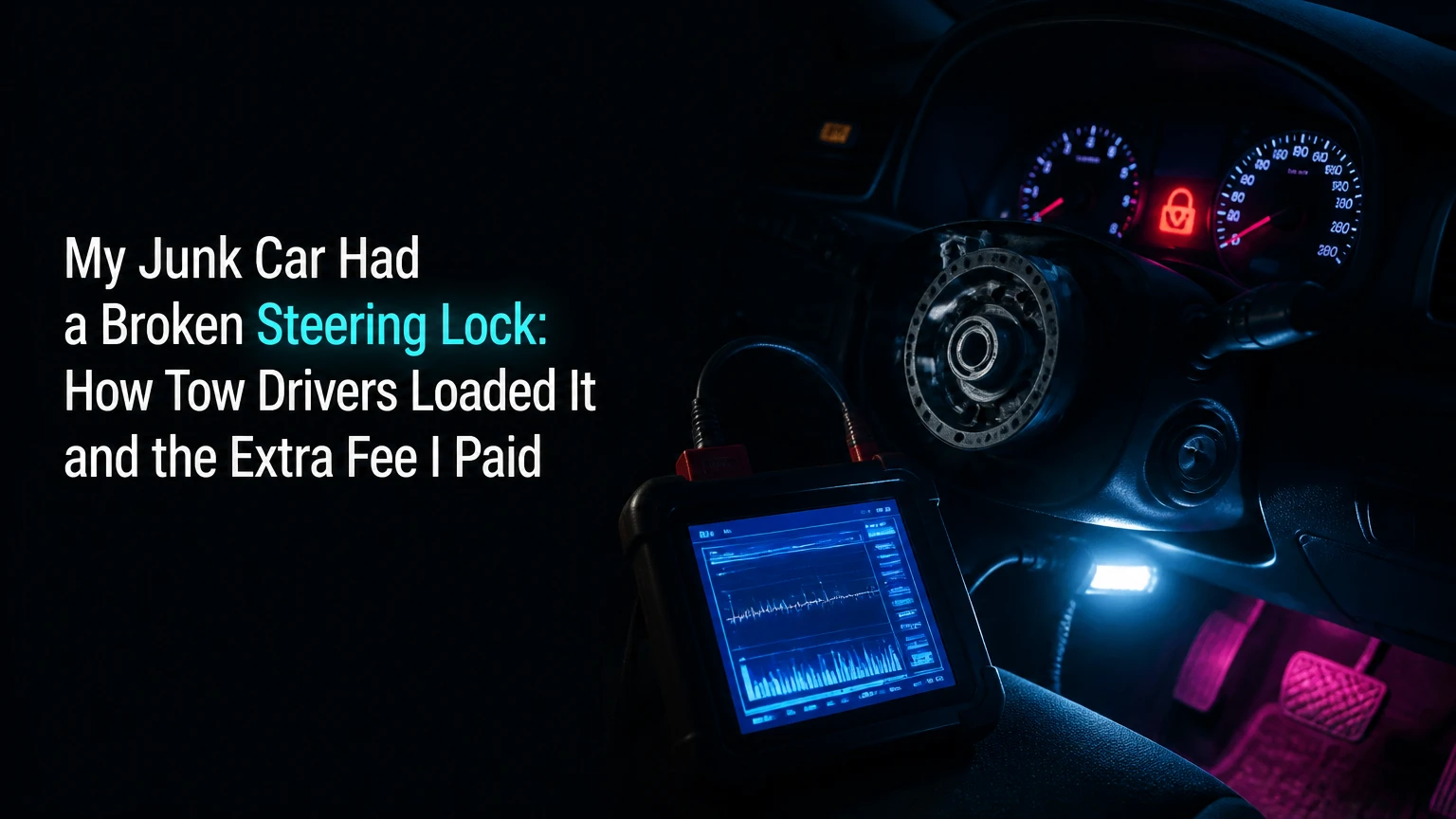 My Junk Car Had a Broken Steering Lock: How Tow Drivers Loaded It and the Extra Fee I Paid