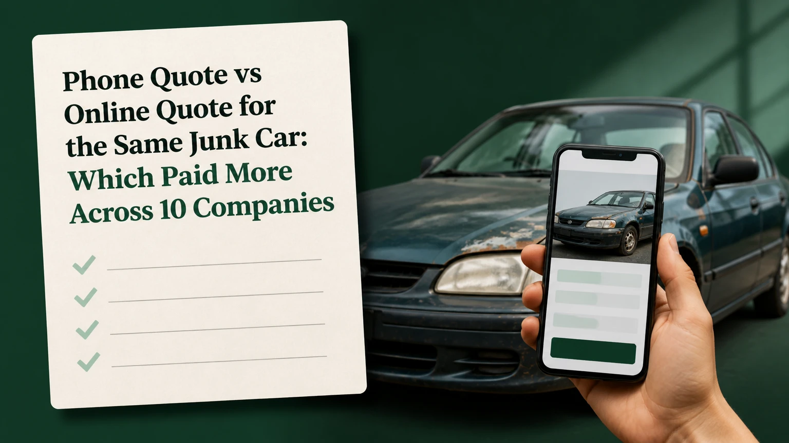 Phone Quote vs Online Quote for the Same Junk Car: Which Paid More Across 10 Companies