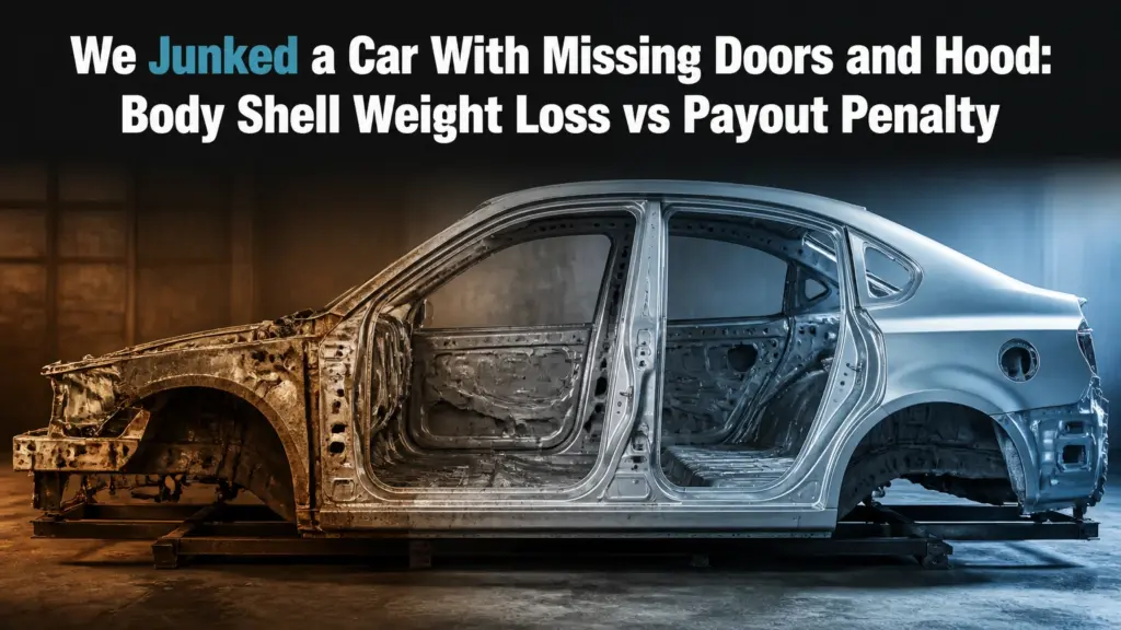 We Junked a Car With Missing Doors and Hood: Body Shell Weight Loss vs Payout Penalty