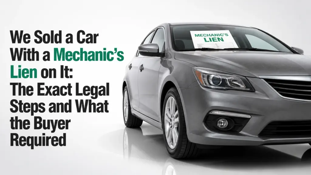 We Sold a Car With a Mechanic’s Lien on It: The Exact Legal Steps and What the Buyer Required