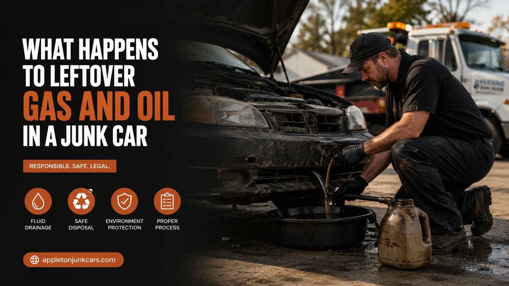 what happens to leftover gas and oil in a junk car